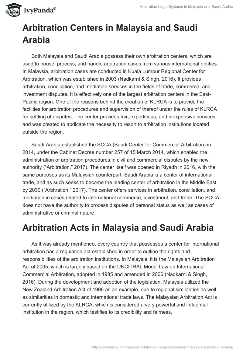 Arbitration Legal Systems in Malaysia and Saudi Arabia. Page 2
