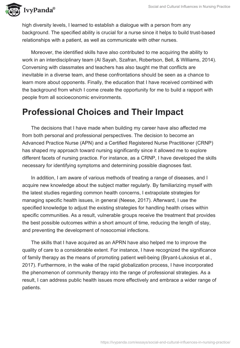 Social and Cultural Influences in Nursing Practice. Page 4