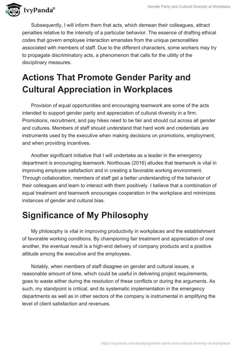 Gender Parity and Cultural Diversity at Workplace. Page 2