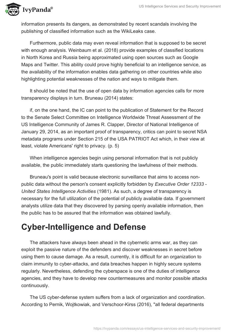 US Intelligence Services and Security Improvement. Page 2