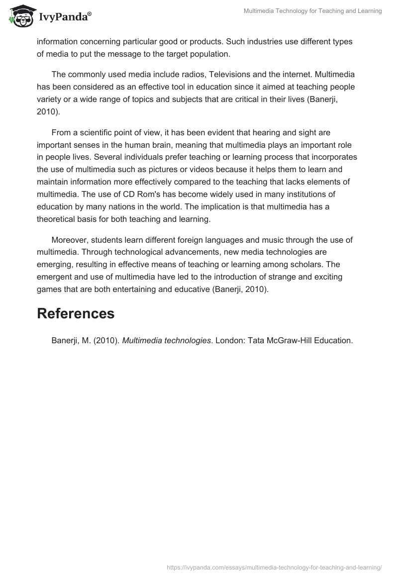 Multimedia Technology for Teaching and Learning. Page 2