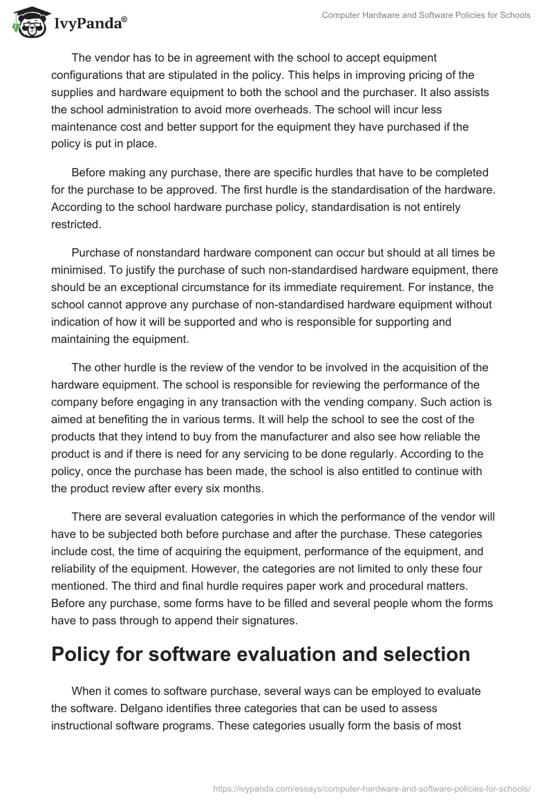 Computer Hardware and Software Policies for Schools. Page 3