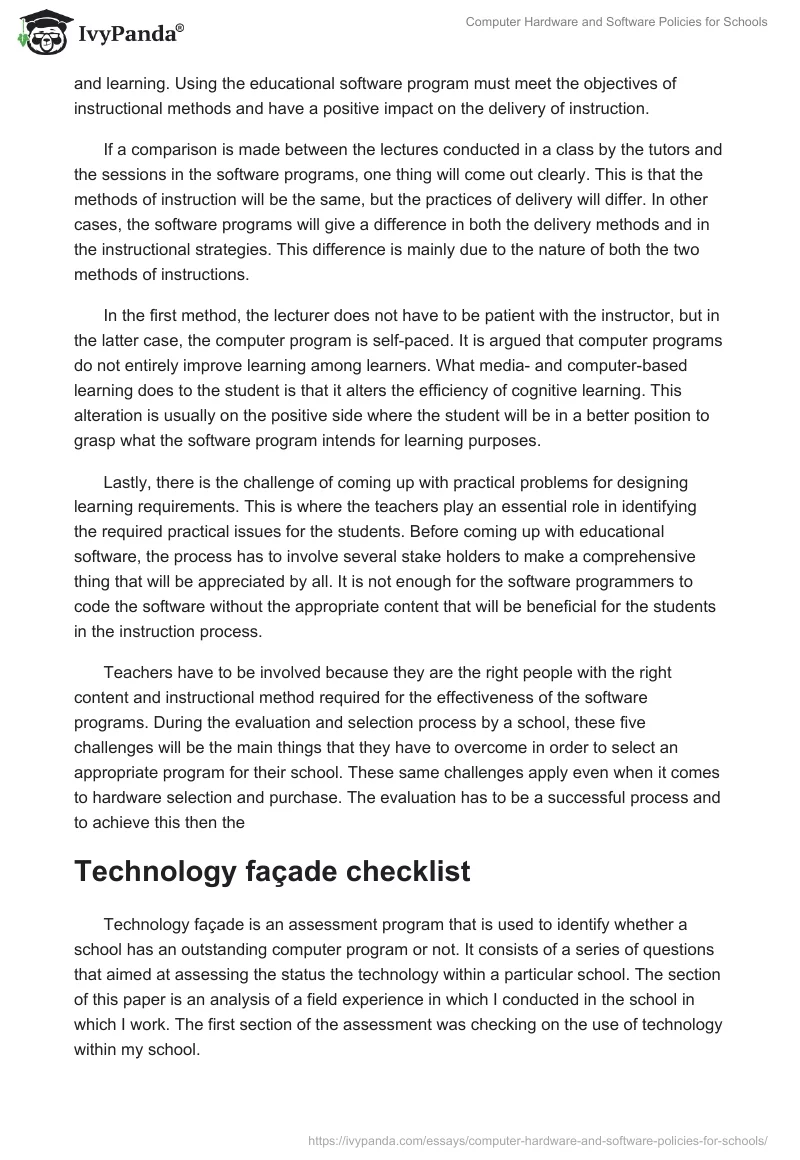 Computer Hardware and Software Policies for Schools. Page 5