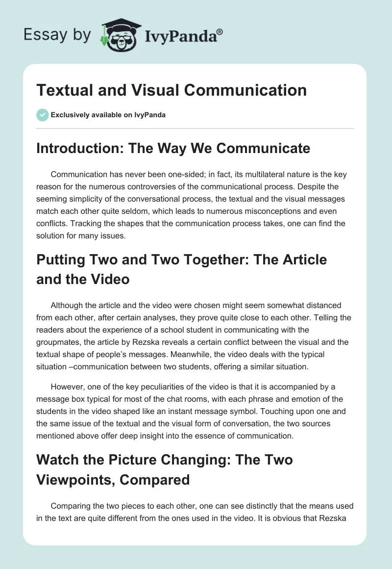 Textual and Visual Communication. Page 1