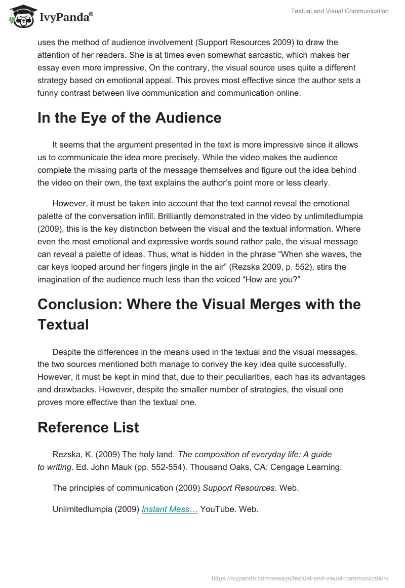 Textual and Visual Communication. Page 2