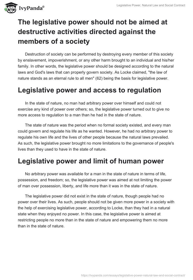 Legislative Power, Natural Law and Social Contract. Page 2