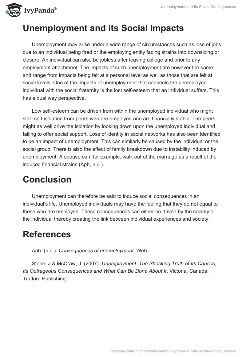 Unemployment and Its Social Consequences. Page 2