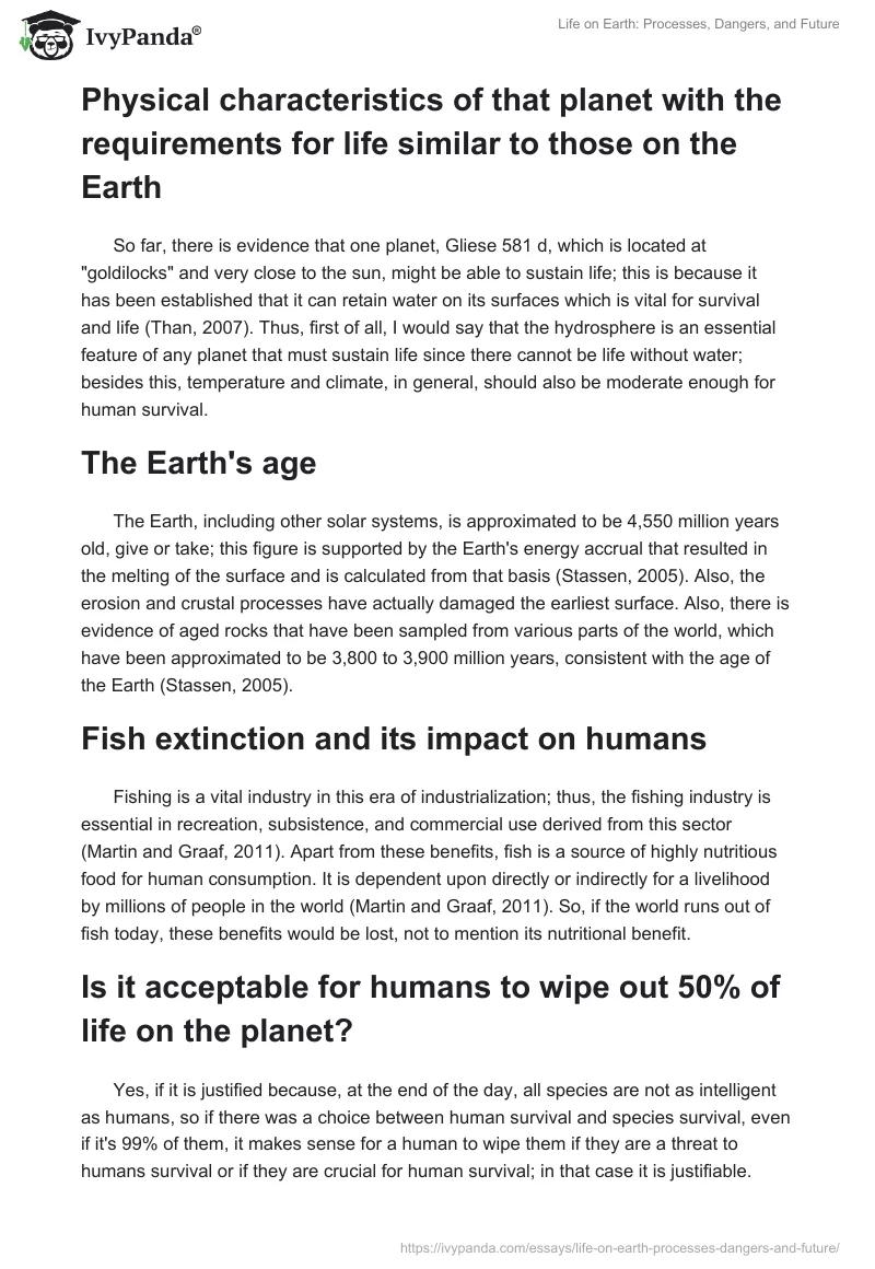 Life on Earth: Processes, Dangers, and Future. Page 3