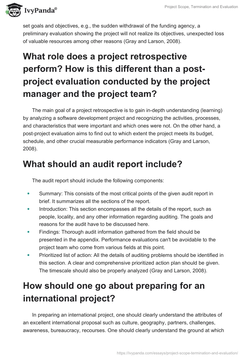 Project Scope, Termination and Evaluation. Page 2