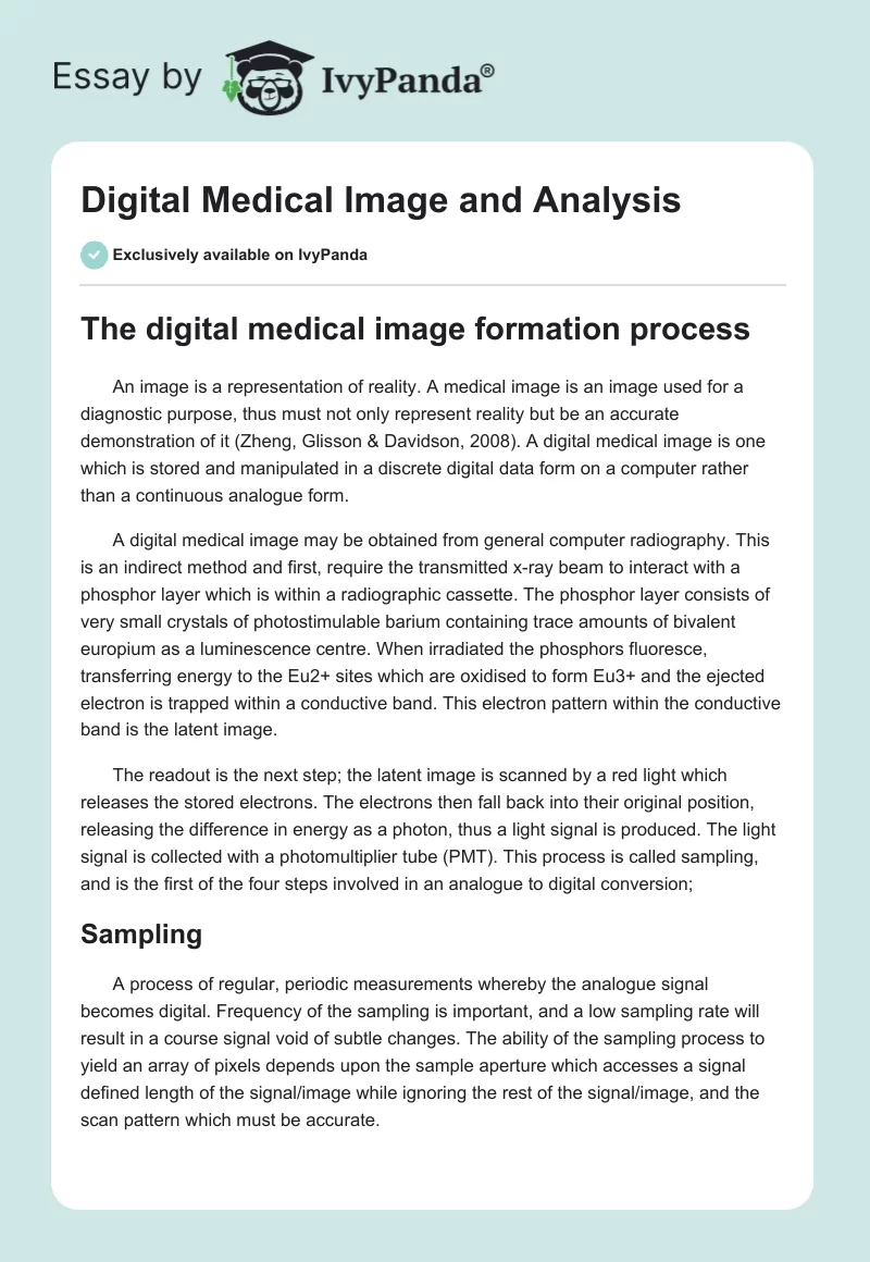 Digital Medical Image and Analysis. Page 1
