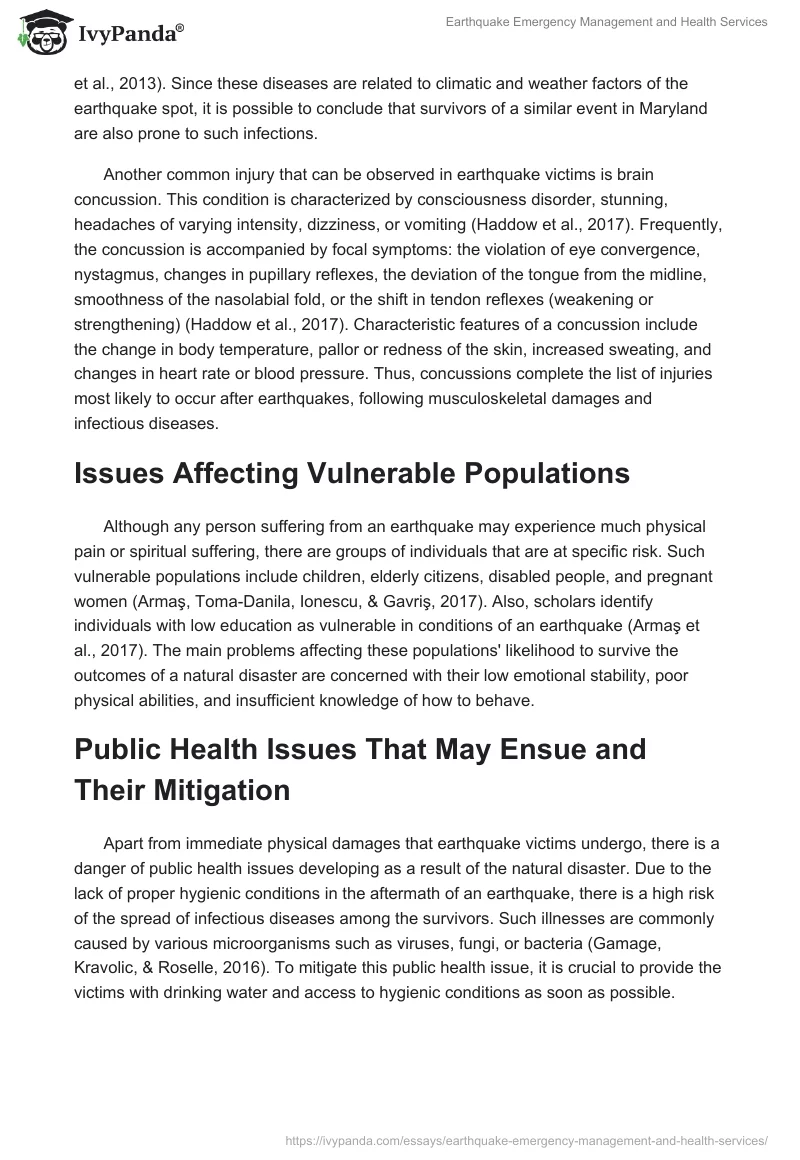 Earthquake Emergency Management and Health Services. Page 4
