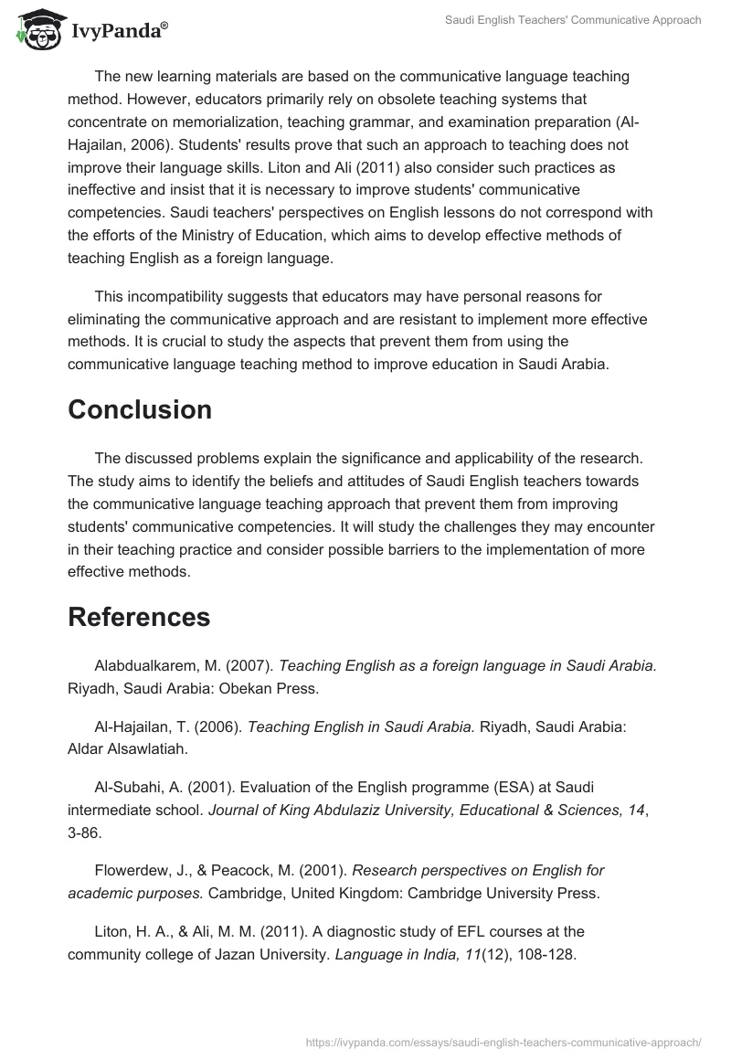 Saudi English Teachers' Communicative Approach. Page 2