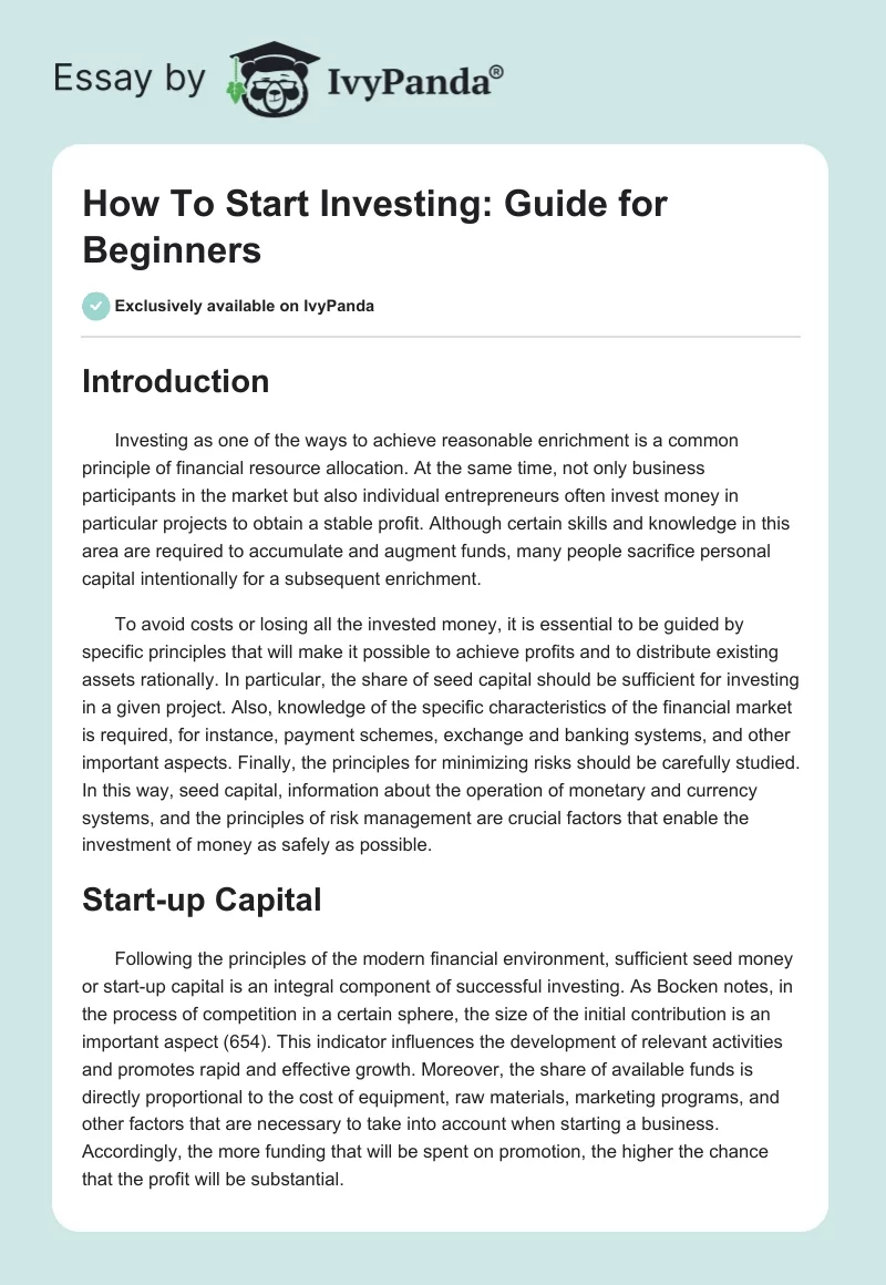 How To Start Investing: Guide for Beginners. Page 1