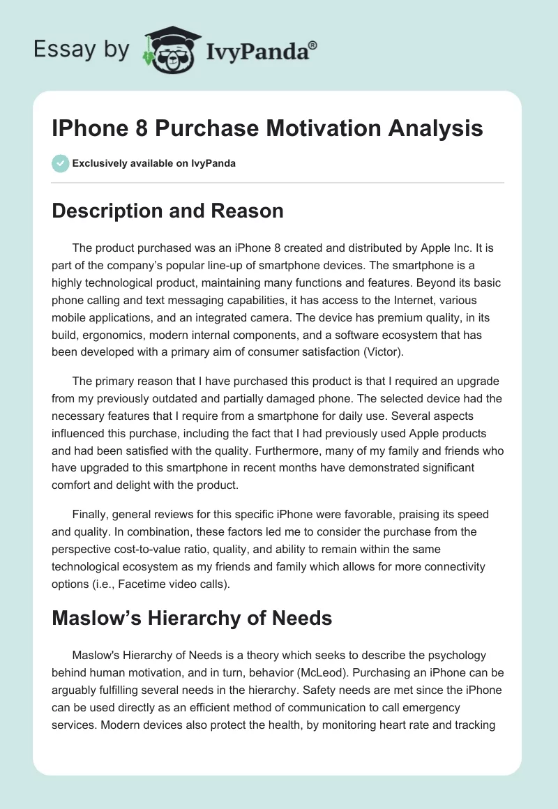 IPhone 8 Purchase Motivation Analysis. Page 1