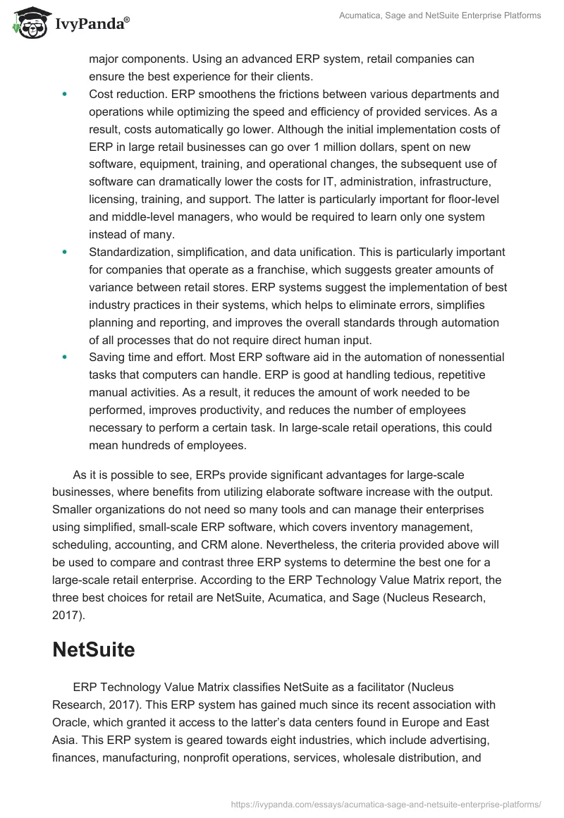 Acumatica, Sage and NetSuite Enterprise Platforms. Page 3