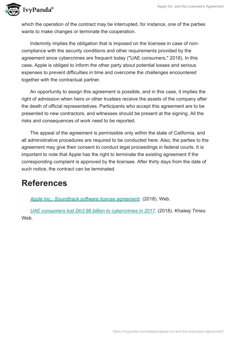 Apple Inc. and the Licensee's Agreement. Page 2