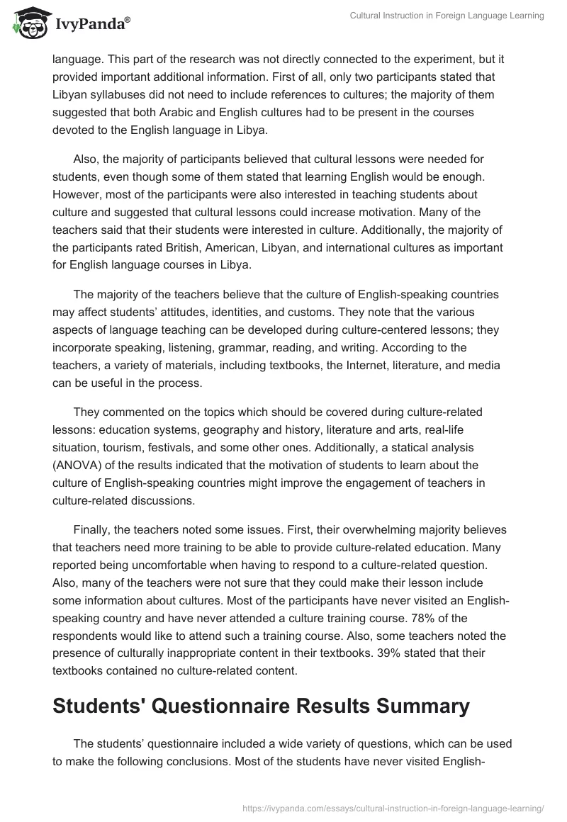 Cultural Instruction in Foreign Language Learning. Page 2