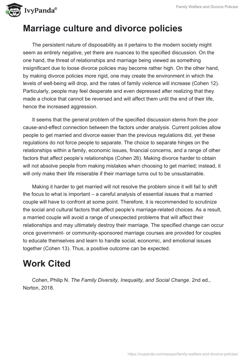 Family Welfare and Divorce Policies. Page 2