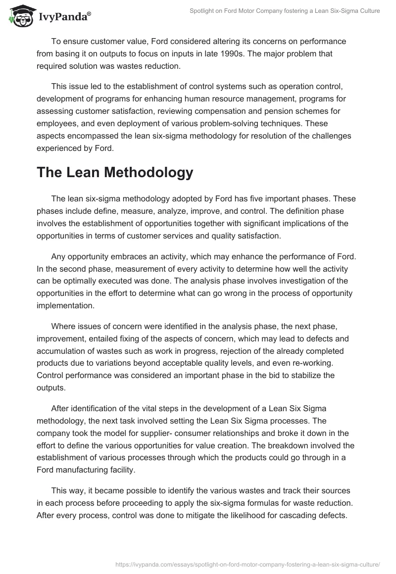 Spotlight on Ford Motor Company Fostering a Lean Six-Sigma Culture. Page 4