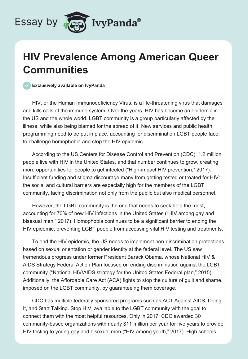 HIV Prevalence Among American Queer Communities. Page 1