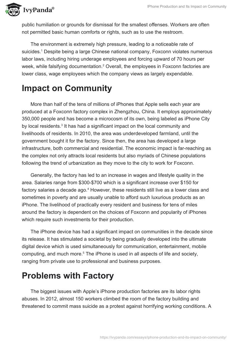 IPhone Production and Its Impact on Community. Page 2