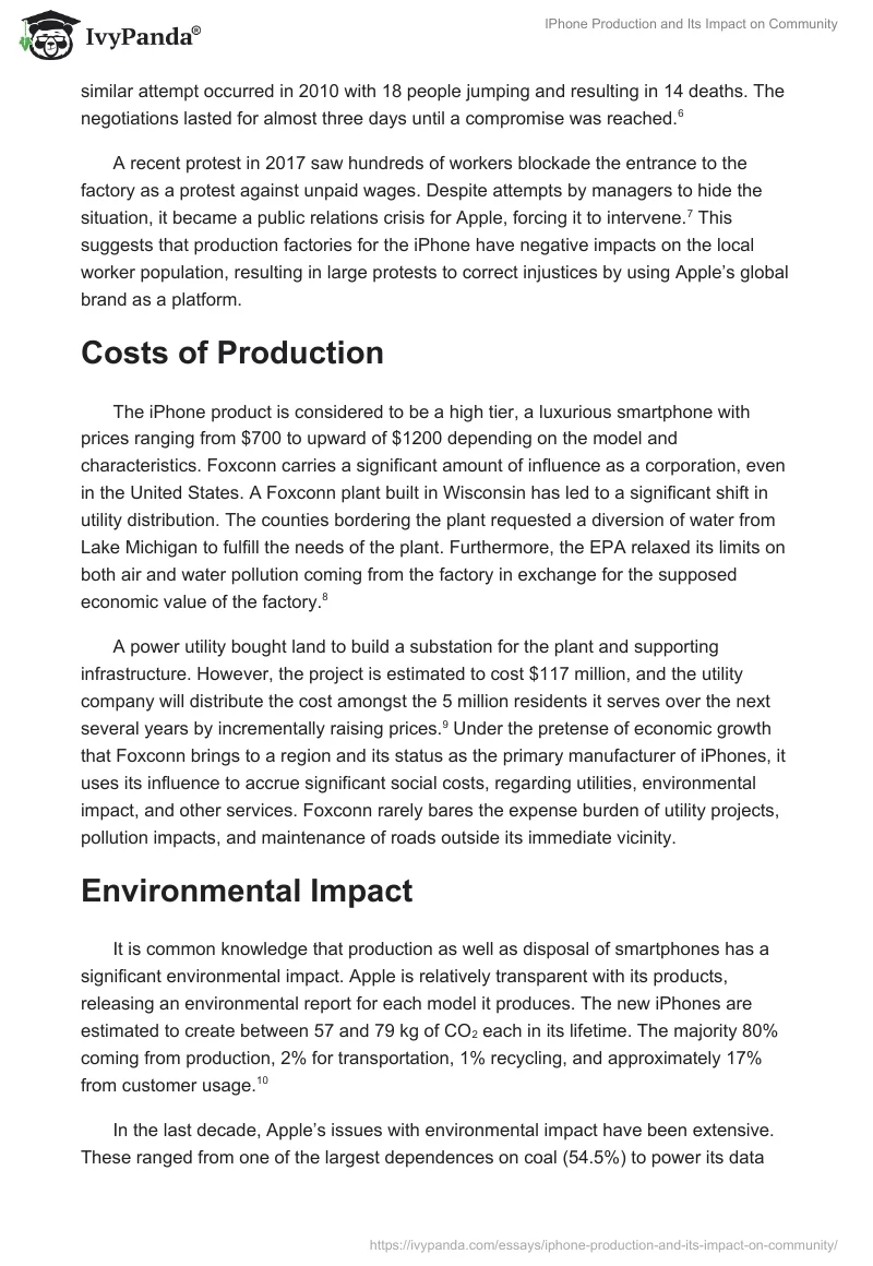 IPhone Production and Its Impact on Community. Page 3