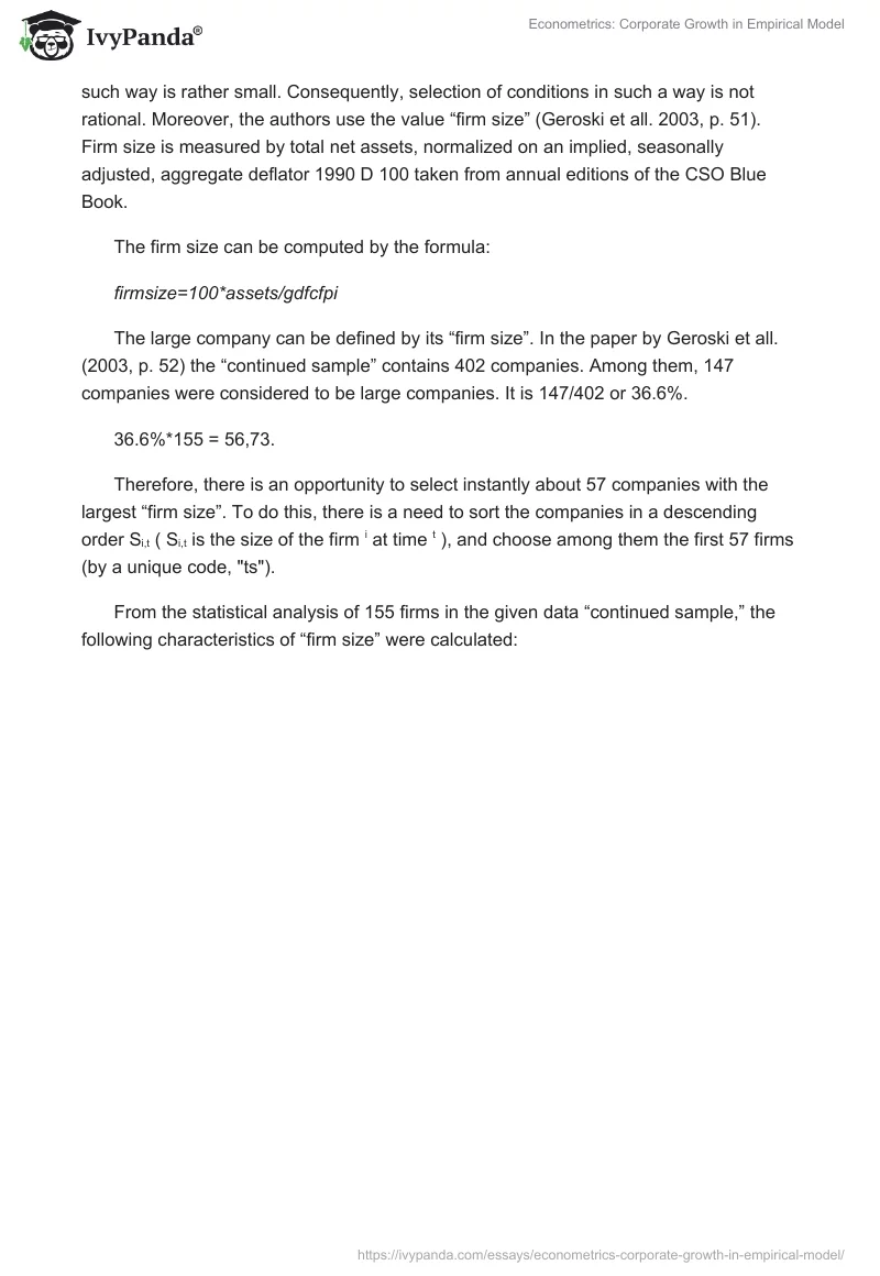 Econometrics: Corporate Growth in Empirical Model. Page 5