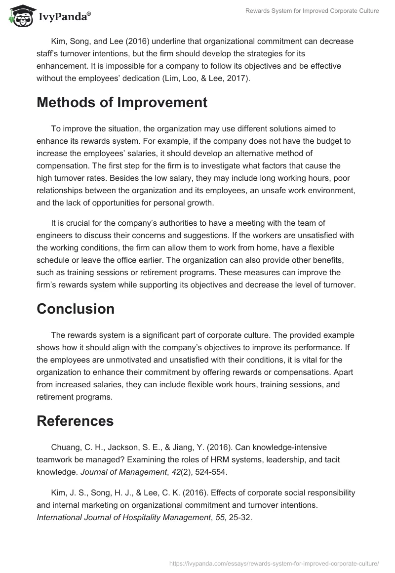 Rewards System for Improved Corporate Culture. Page 2