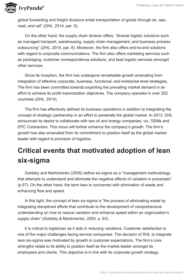 Fostering a Lean Six Sigma Culture. Page 2
