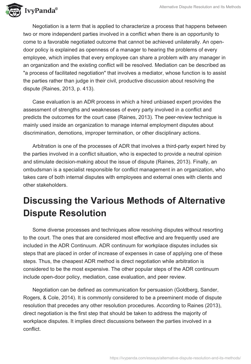 Alternative Dispute Resolution and Its Methods. Page 2