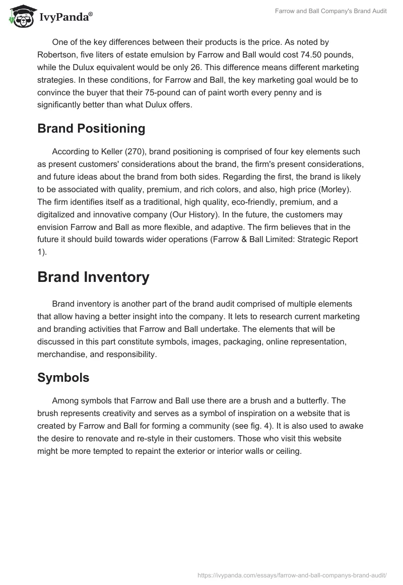 Farrow and Ball Company's Brand Audit. Page 5