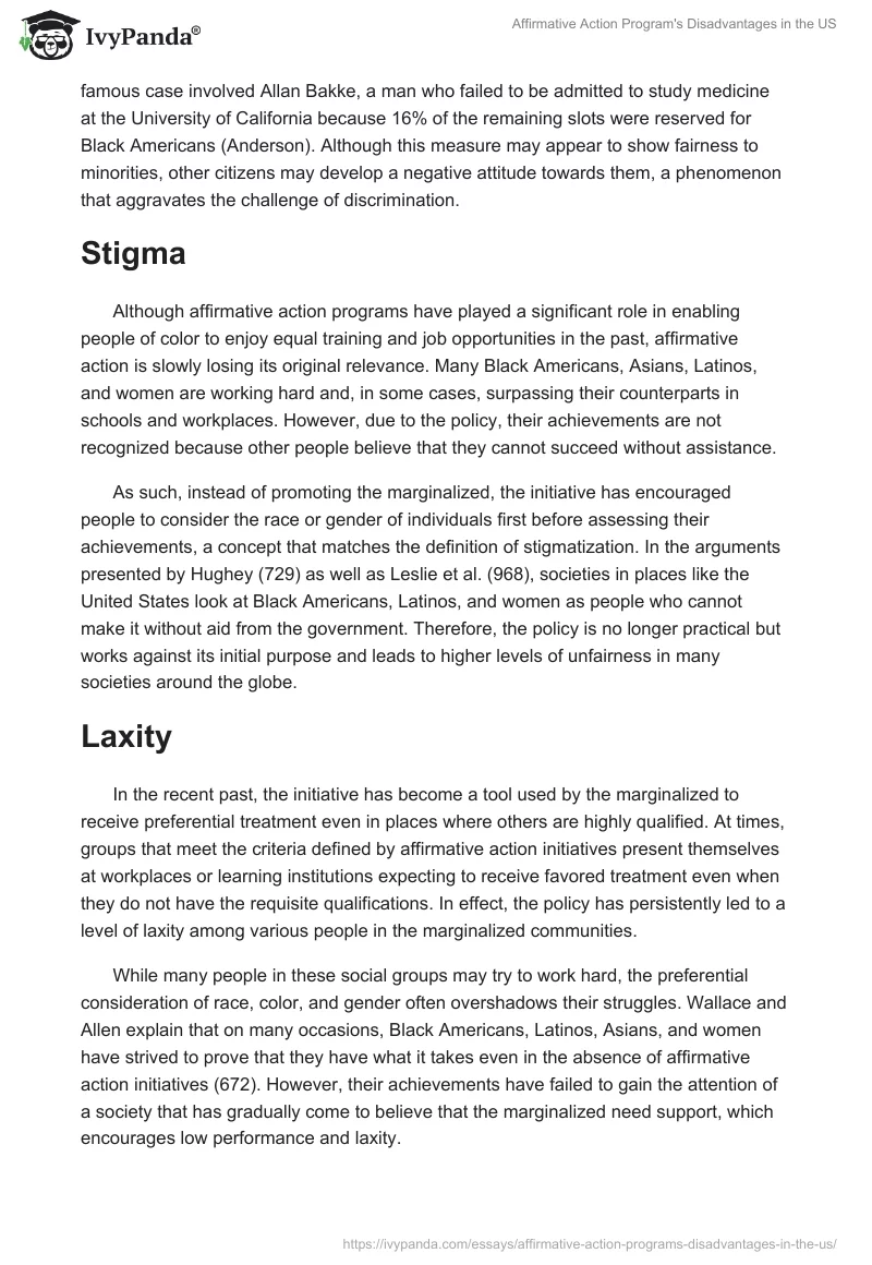 Affirmative Action Program's Disadvantages in the US. Page 2