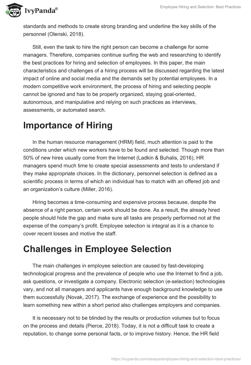 Employee Hiring and Selection: Best Practices. Page 2