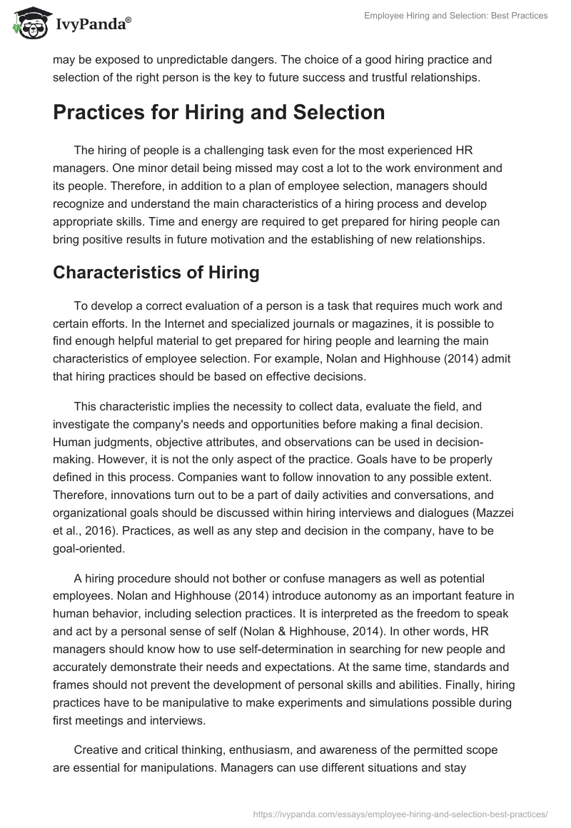 Employee Hiring and Selection: Best Practices. Page 3