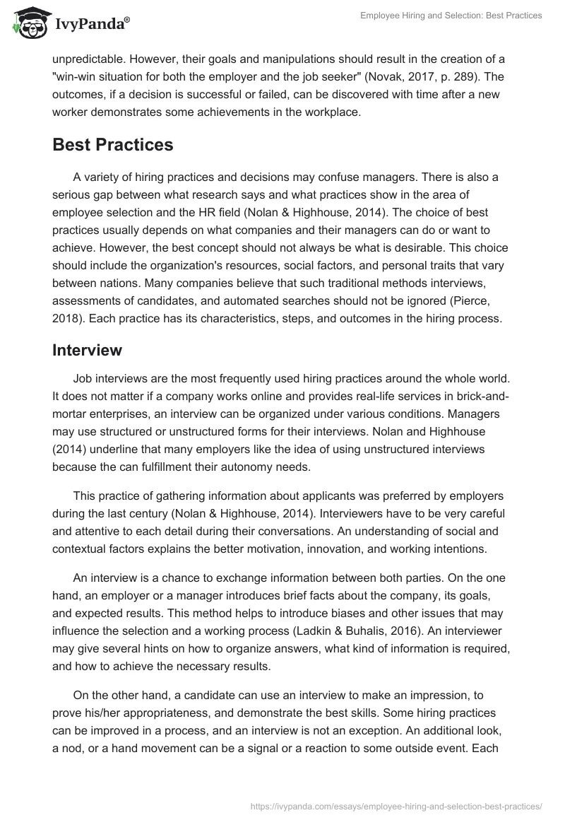 Employee Hiring and Selection: Best Practices. Page 4
