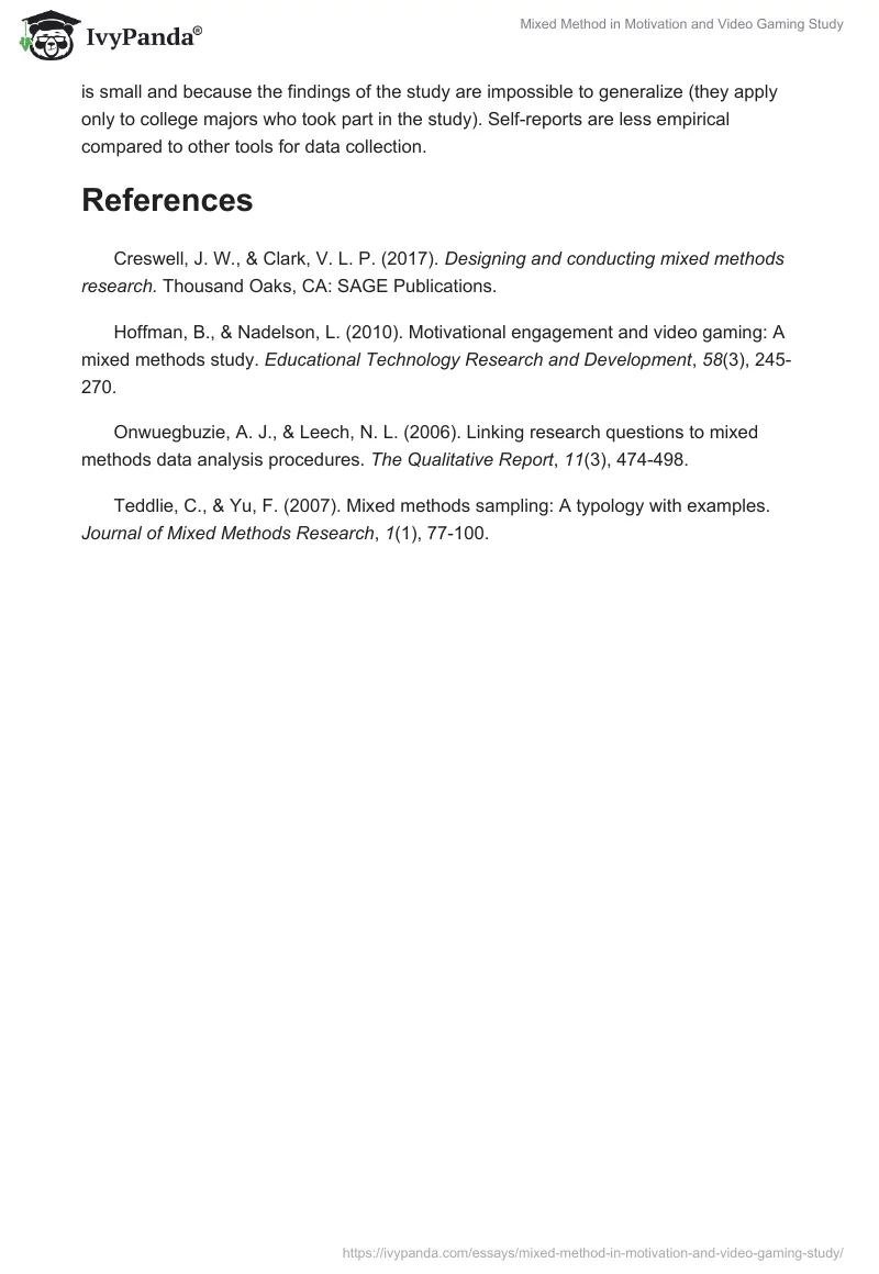 Mixed Method in Motivation and Video Gaming Study. Page 4
