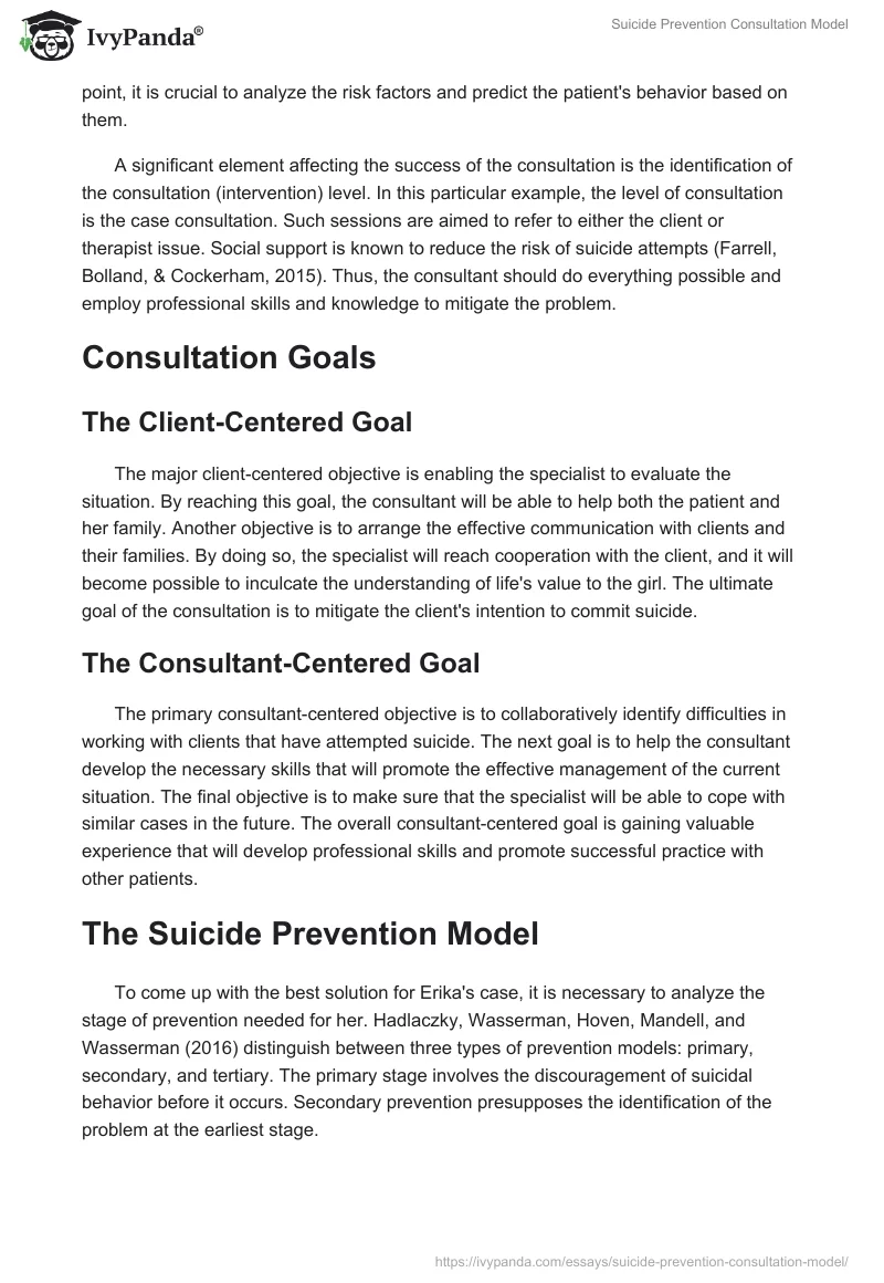 Suicide Prevention Consultation Model. Page 2
