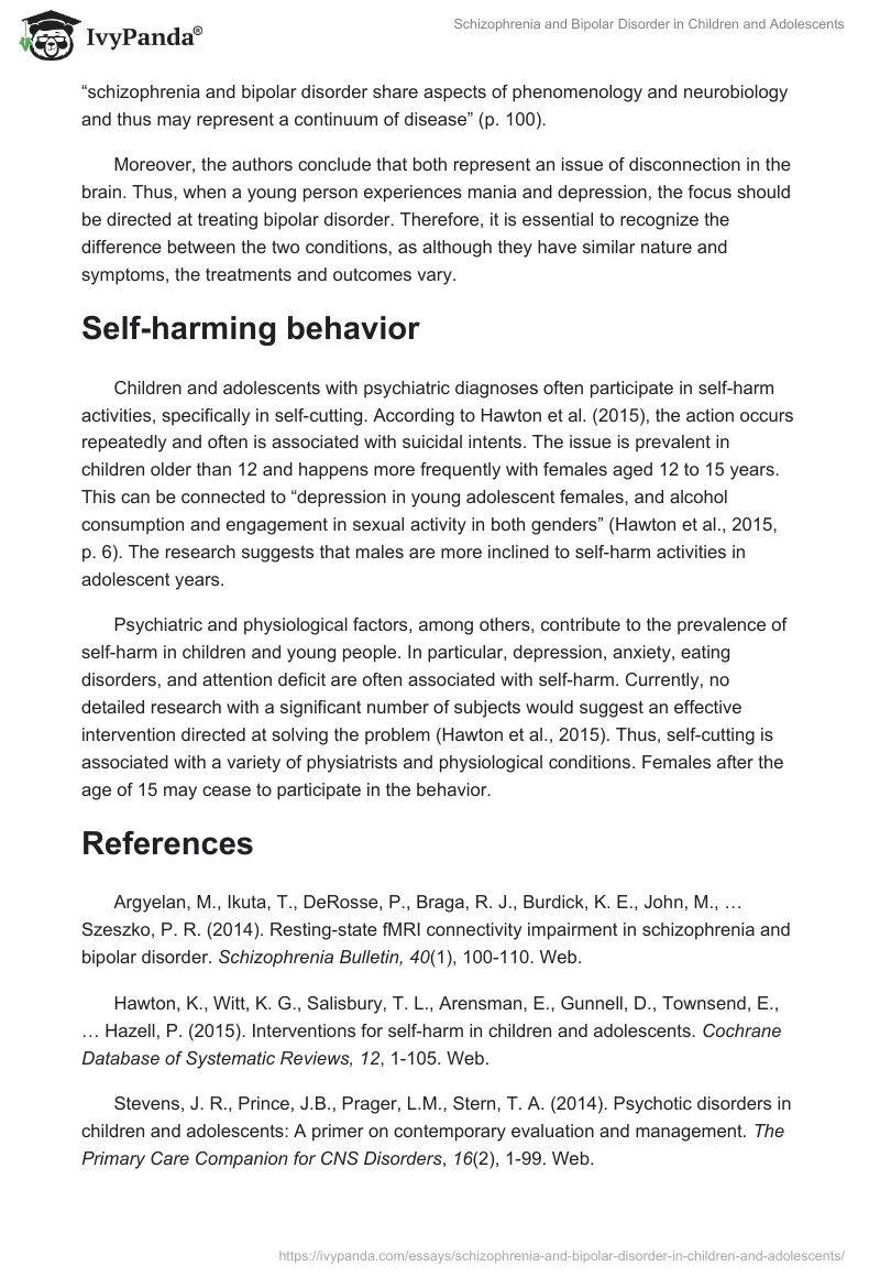 Schizophrenia and Bipolar Disorder in Children and Adolescents. Page 2