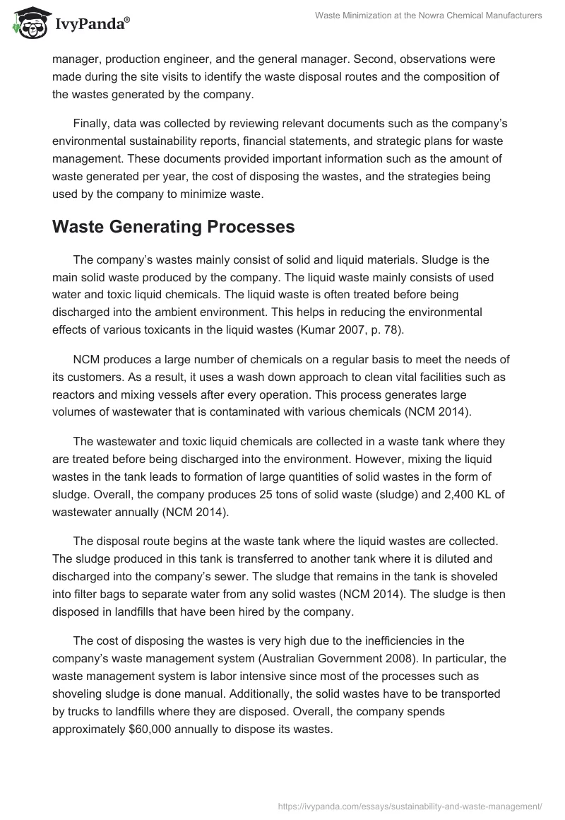 Waste Minimization at the Nowra Chemical Manufacturers. Page 3