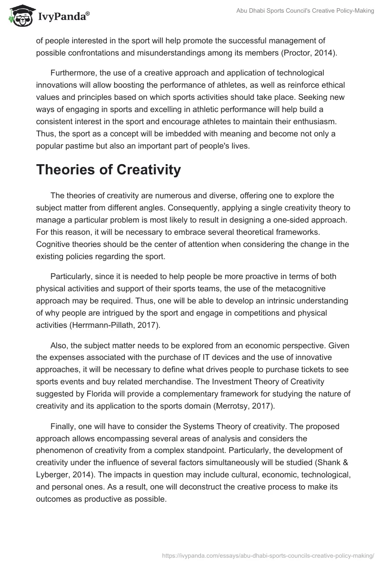 Abu Dhabi Sports Council's Creative Policy-Making. Page 2