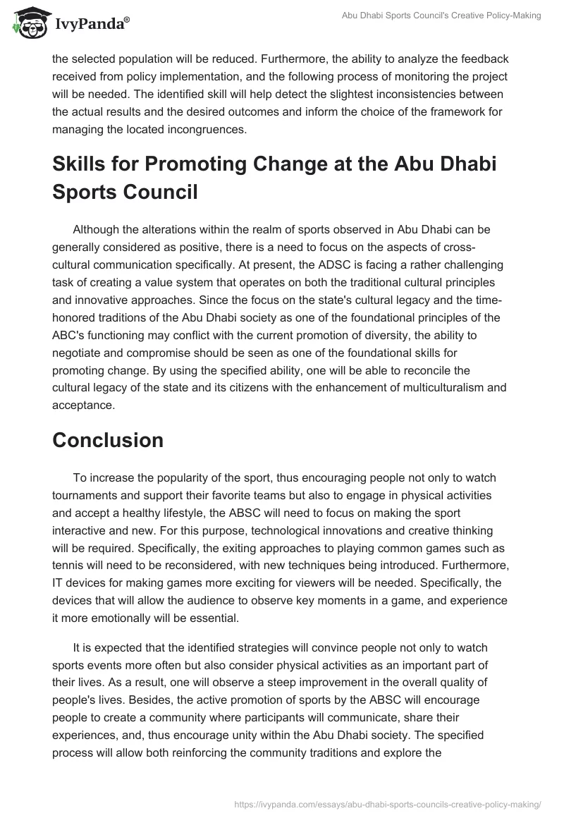 Abu Dhabi Sports Council's Creative Policy-Making. Page 5