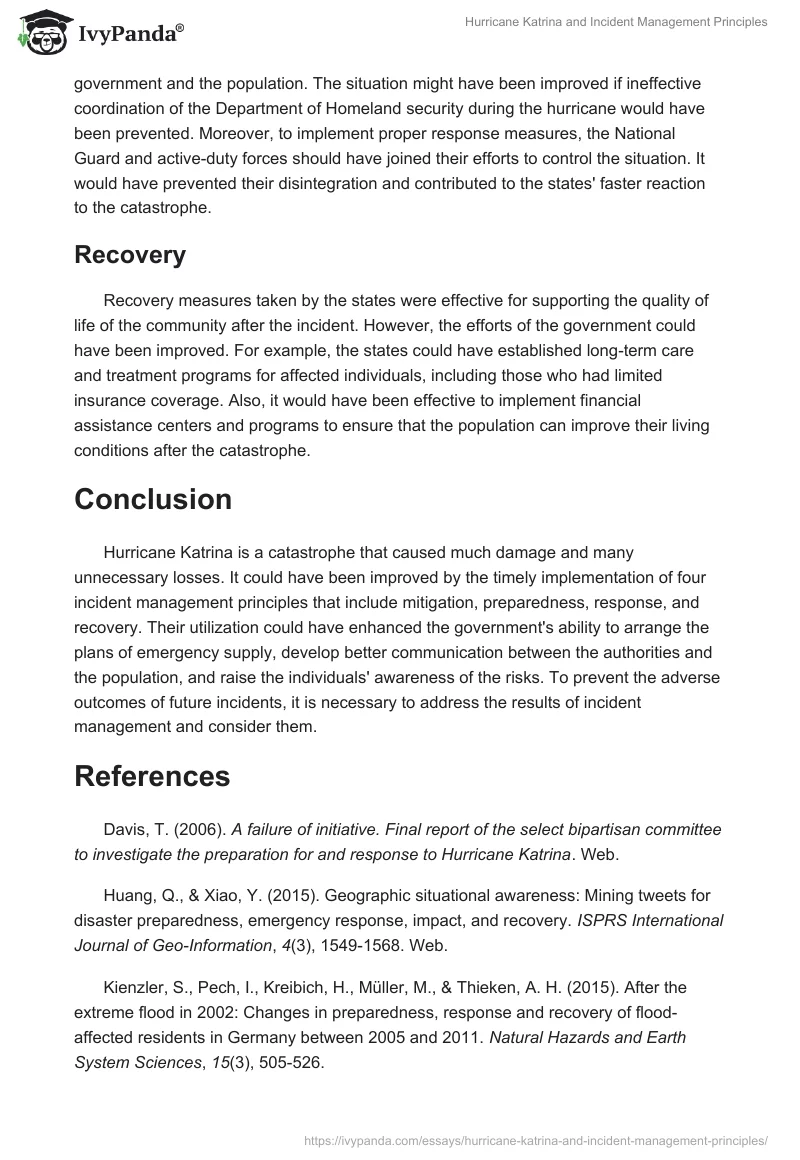 Hurricane Katrina and Incident Management Principles. Page 3
