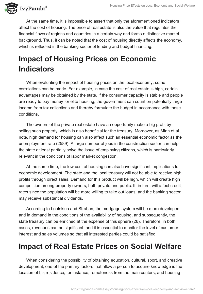 Housing Price Effects on Local Economy and Social Welfare. Page 3