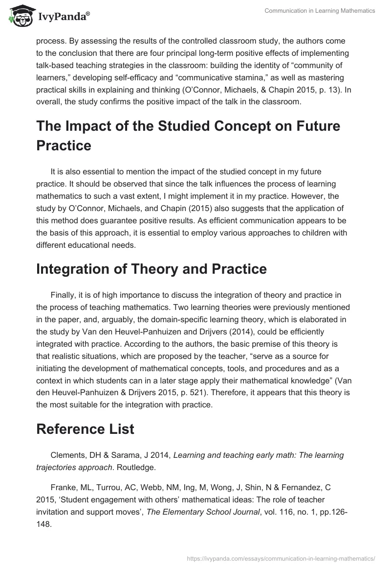 Communication in Learning Mathematics. Page 2