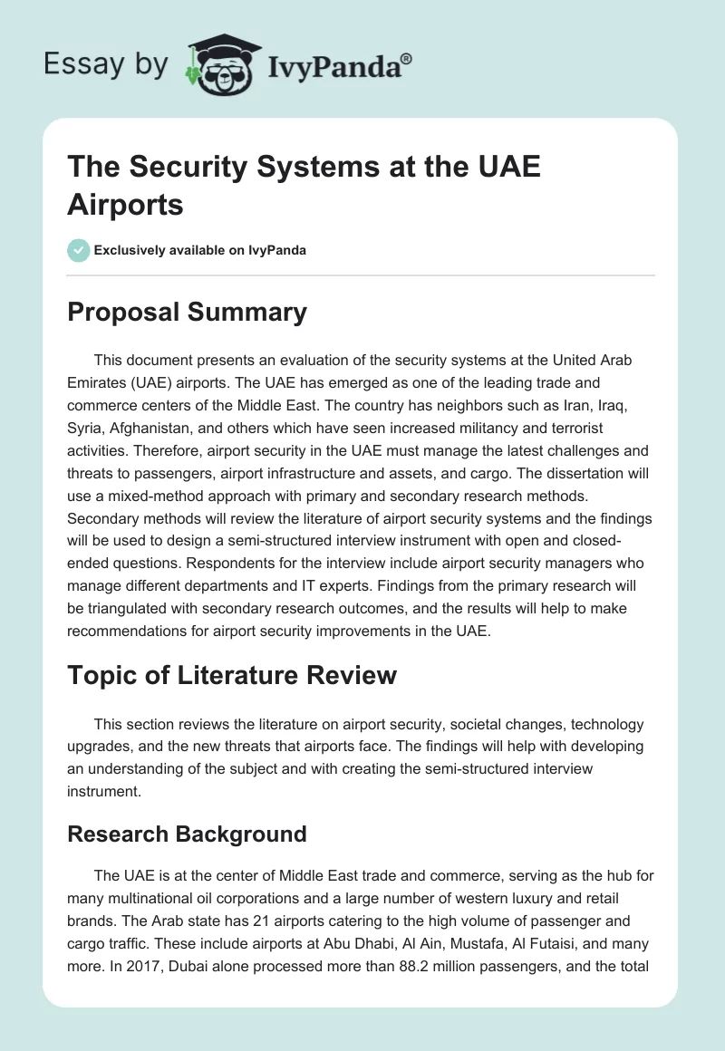 The Security Systems at the UAE Airports. Page 1