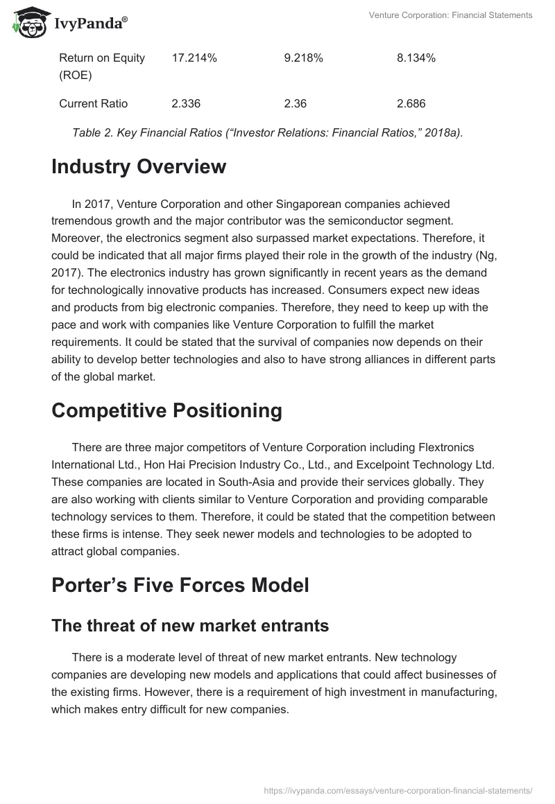Venture Corporation: Financial Statements. Page 5