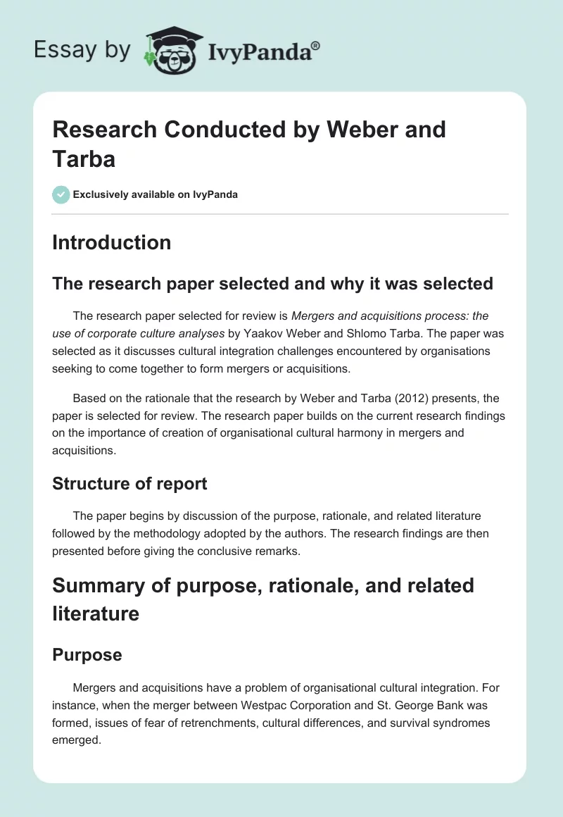 Research Conducted by Weber and Tarba. Page 1