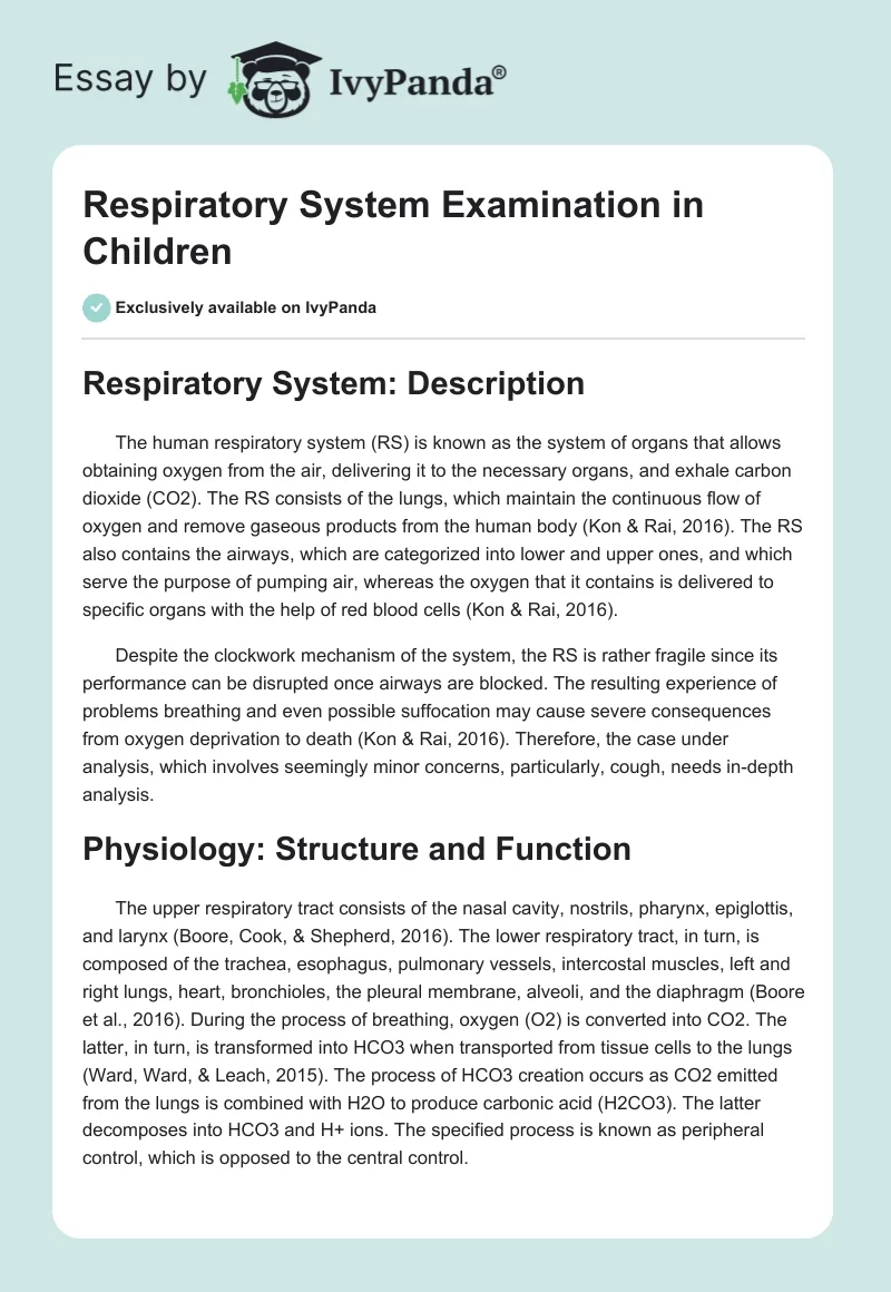 Respiratory System Examination in Children. Page 1