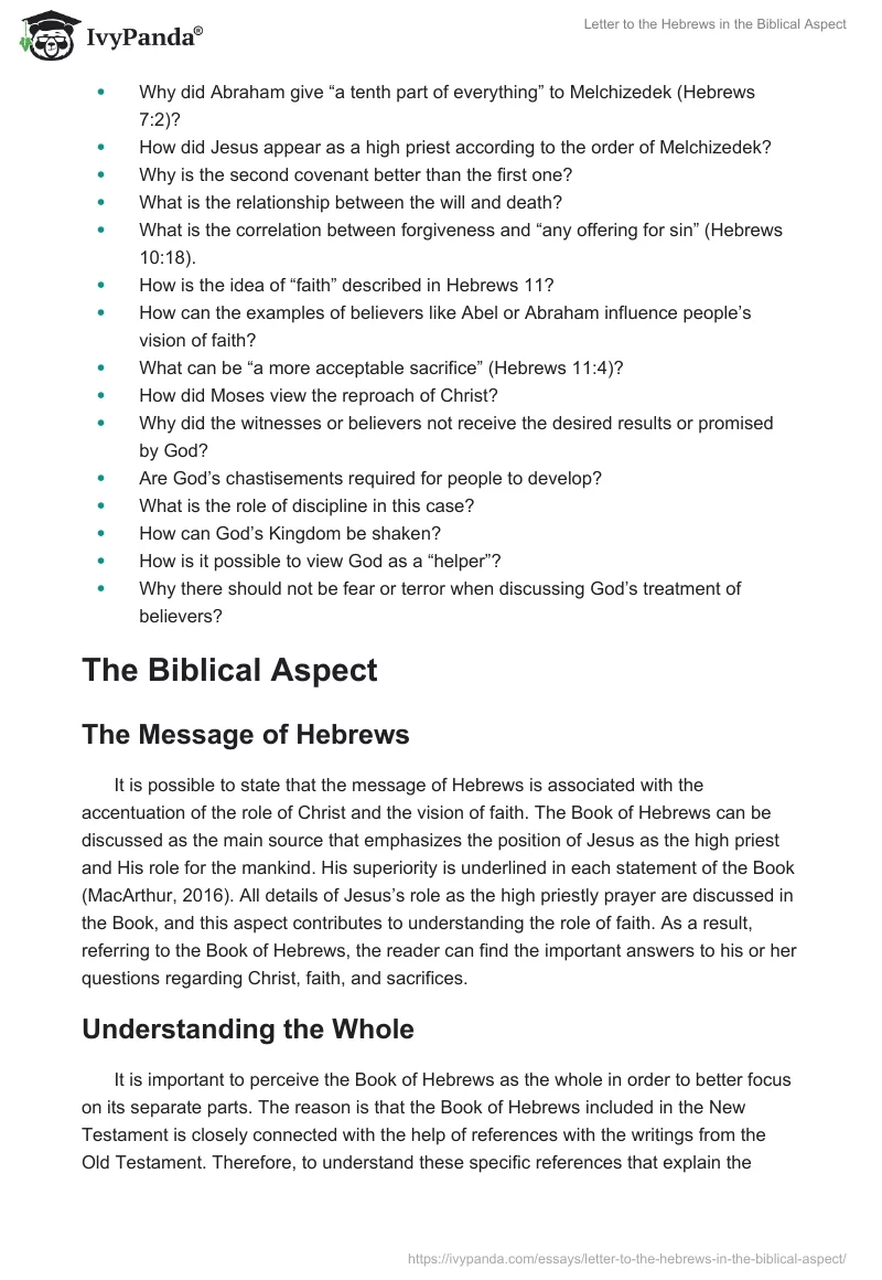 Letter to the Hebrews in the Biblical Aspect. Page 3