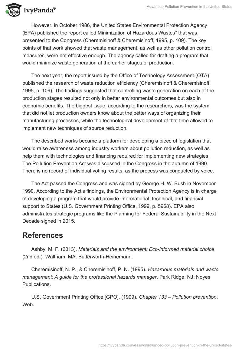 Advanced Pollution Prevention in the United States. Page 2